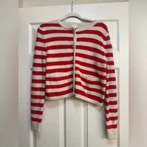 a new day Red and Cream Stripped Cardigan